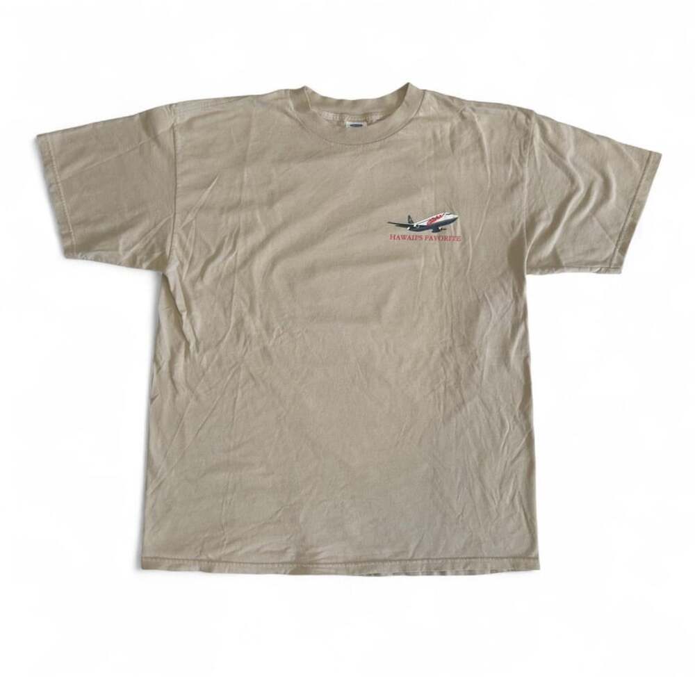 Tultex Aloha Airlines Hawaii's Favorite T-Shirt Size X-Large Beige